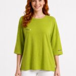 Kadın Rahat Kesim Yeşil Oversize Basic Bluz