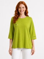 Kadın Rahat Kesim Yeşil Oversize Basic Bluz