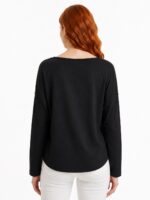 Siyah Kadın Rahat Kesim Uzun Kollu Bluz - Görsel 3