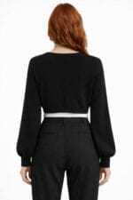 Dekolteli Crop Bolero Triko - Görsel 2