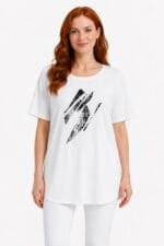 Neden Tekstil Kadın Relax Oversize Beyaz Baskılı T-Shirt