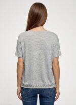 Neden Tekstil Kadın Relaxed Fit Gri Kısa Kollu T-shirt - Görsel 2