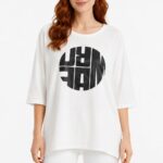 Kadın Beyaz Oversize Baskılı T-Shirt