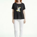 Kadın Siyah Limonata Baskılı Rahat Kesim T-Shirt