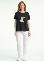 Kadın Siyah Limonata Baskılı Rahat Kesim T-Shirt