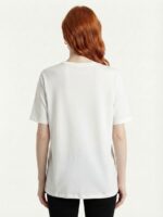Beyaz Kadın Kısa Kollu Regular Fit Pamuklu T-Shirt - Görsel 2