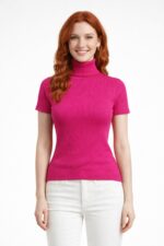Boğazlı Yarasa Kollu Fitilli Crop Bluz