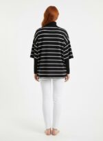Neden Tekstil Kadın Siyah Beyaz Çizgili Oversize T-Shirt - Görsel 2