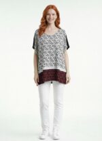 Neden Tekstil Kadın Oversize V Yaka Desenli Bluz