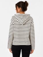 Kadın Çizgili Kapüşonlu Uzun Kollu Sweatshirt - Görsel 2