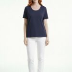 Kadın Lacivert Basic Yuvarlak Yaka Kısa Kollu T-Shirt