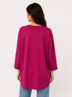Kadın Oversize Relaxed Pembe Baskılı Tunik Bluz - Görsel 2