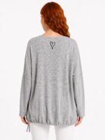 Kadın Gri Relaxed Fit Triko Detaylı Sweatshirt - Görsel 2