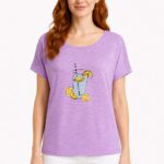Kadın Lila Baskılı Kısa Kol T-Shirt