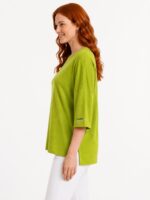 Kadın Rahat Kesim Yeşil Oversize Basic Bluz - Görsel 3