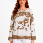 Kadın Relaxed Fit Desenli Triko Kazak