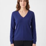 Kadın V Yaka Uzun Kollu Triko Kazak - Lacivert