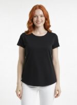 Neden Tekstil Kadın Siyah Basic Yuvarlak Yaka T-Shirt