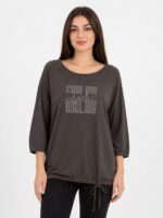 Kadın Rahat Kesim Baskılı Reglan Kol Bluz