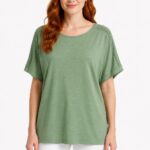 Kadın Relax Pamuklu Yeşil Basic T-Shirt