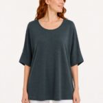 Kadın Oversize Yuvarlak Yaka Basic Bluz