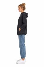 Kadın Oversize Kapüşonlu Siyah Sweatshirt - Görsel 2