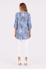 Neden Tekstil Kadın Mavi Beyaz Çizgili Relaxed Tunik Bluz - Görsel 3