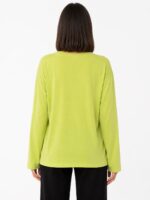 Kadın Oversize Basic Yeşil Uzun Kollu Bluz - Görsel 2
