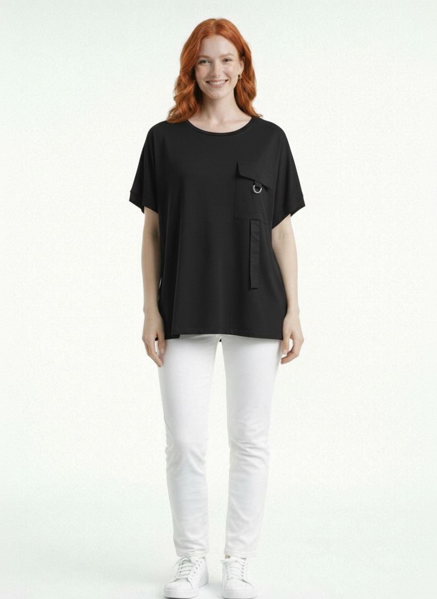 82184c18c5ec4a05a0d42a70c653ac9d.jpg Neden Tekstil Kadın Rahat Siyah Oversize Bluz - Görsel 1