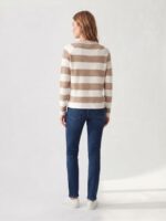 Kadın Çizgili Triko Yuvarlak Yaka Slim Fit Kazak - Görsel 2