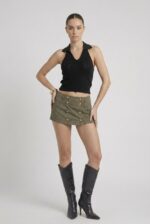 Neden Tekstil Kadın Polo Yaka Sırt Dekolteli Crop Bluz - Görsel 2