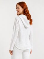 Kadın Kapüşonlu Beyaz İnce Sweatshirt - Görsel 2