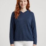 Kadın Kapüşonlu Lacivert Triko Sweatshirt