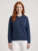 Kadın Kapüşonlu Lacivert Triko Sweatshirt