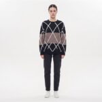 Kadın Oversize Triko Kazak - Modern Geometrik Desen