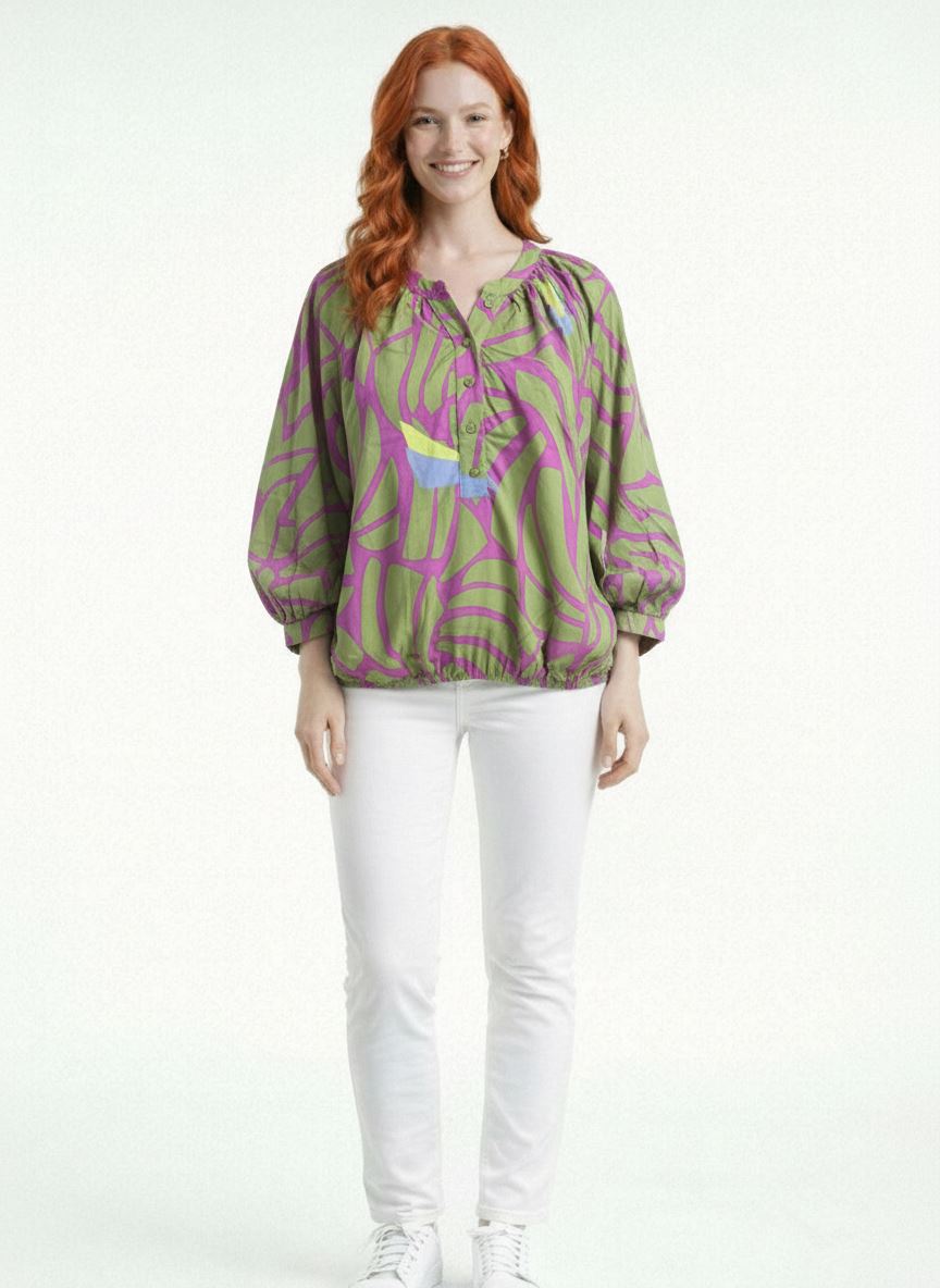 88fa69cba7ef403895cbd2209b7ef833.jpg Neden Tekstil Kadın Viskon Desenli Relaxed Bluz - Görsel 1