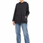 Kadın Oversize Kapüşonlu Siyah Sweatshirt