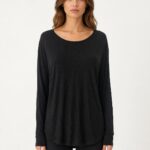 Kadın Relaxed Fit Siyah Uzun Kollu Bluz