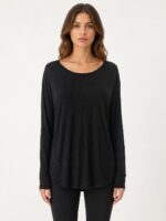 Neden Tekstil Kadın Relaxed Fit Siyah Uzun Kollu Bluz