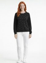 Neden Tekstil Kadın Siyah Taş Aksesuar Detaylı Uzun Kollu Sweatshirt