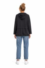 Kadın Oversize Kapüşonlu Siyah Sweatshirt - Görsel 3