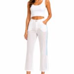 Kadın Regular Fit Paça Beyaz Pantolon