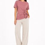 Kadın Bağlamalı Kısa Kollu Basic T-Shirt