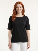 Neden Tekstil Kadın Siyah Standart Kesim Yuvarlak Yaka T-Shirt