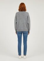 Kadın Oversize Gri Triko Baskılı Kazak - Görsel 2