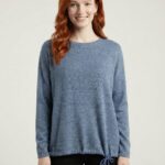 Kadın Mavi Triko Standart Kesim Sweatshirt