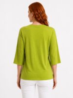 Kadın Rahat Kesim Yeşil Oversize Basic Bluz - Görsel 2