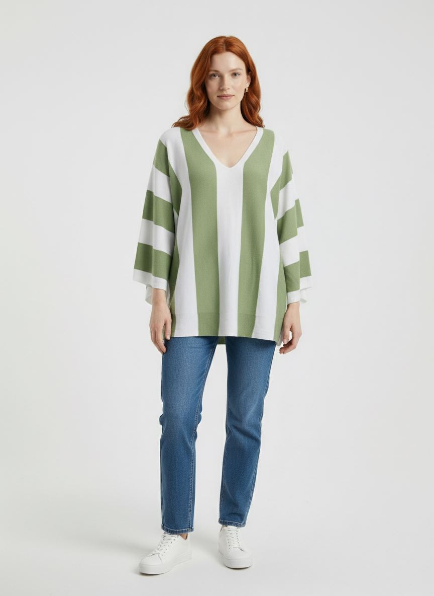 abe8c161-91b2-4c16-90c6-76a0ae25e5c6.jpg Neden Tekstil Kadın Oversize V Yaka Triko Bluz - Görsel 1