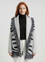 Neden Tekstil Kadın Triko Salaş Zebra Desenli Hırka