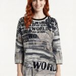 Kadın Yazı Baskılı Uzun Kollu Triko Sweatshirt